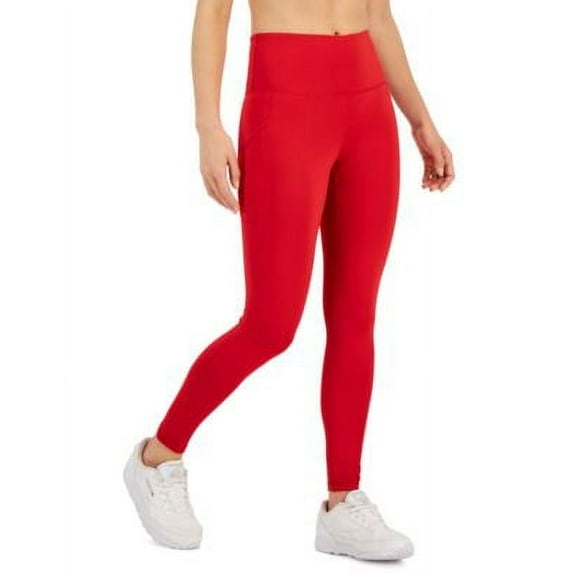 $35 Id Ideology Compression High-Waist Side-Pocket 7/8 Length Leggings Red XS