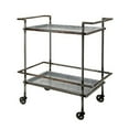 thumbnail image 1 of 35 Inch 2 Tier Bar Cart, Industrial Style, Caster Wheels, Rustic Bronze- Saltoro Sherpi, 1 of 5