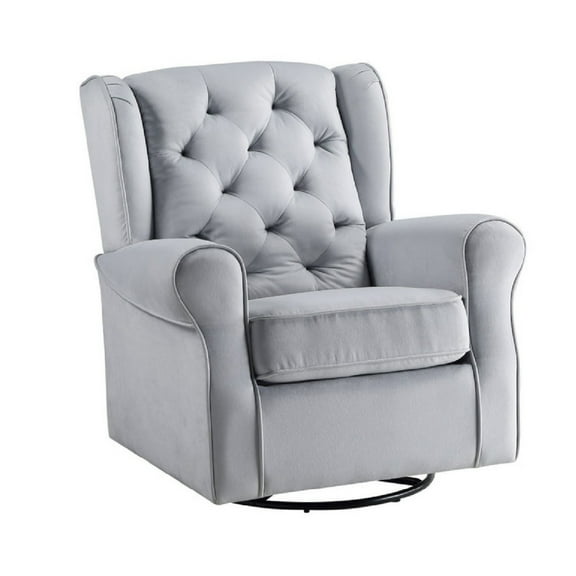 35 Inch Accent Swivel Chair Glider Tufted Back Gray