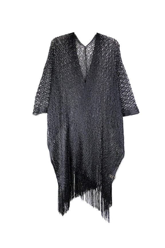 35 Inch By 35 Inch 100% Polyester Net Fashion Shawl Black