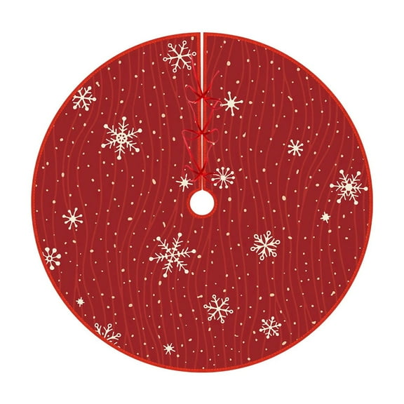 35 Inch Christmas Tree Skirt – Red Cloth Snowflake Tree Bottom Cover, Round Xmas Tree Base Decoration for Holiday Party, Home, Wedding & Festive Décor