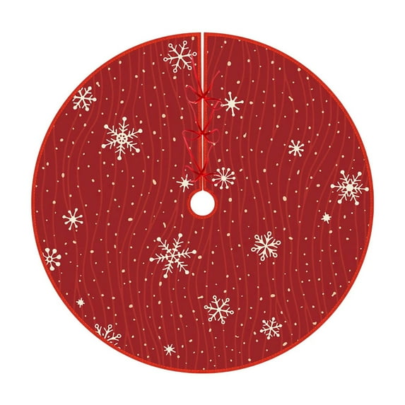 35 Inch Christmas Tree Skirt – Red Cloth Snowflake Tree Bottom Cover, Round Xmas Tree Base Decoration for Holiday Party, Home, Wedding & Festive Décor