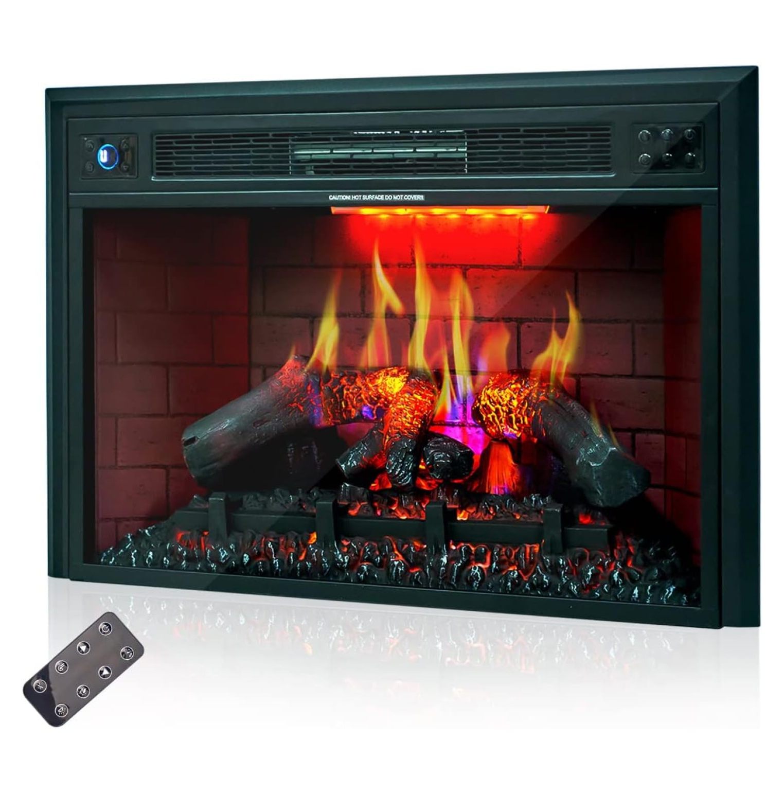 35 Inch Electric Fireplace Insert with Adjustable Flame Effect & Flame