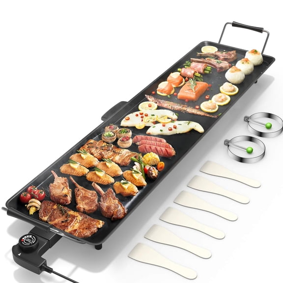 35 Inch Electric Griddle Teppanyaki Grill with Adjustable Temperature, Large Flat Top Cooking Surface