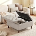 thumbnail image 1 of 35 Inch Extra Large Storage Ottoman Coffee Table, Oversized Square Ottoman with Storage, Tufted Upholstered Ottomans Coffee Tables for Living Room (Fabric, Light Grey), 1 of 7