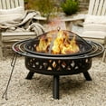 35 Inch Fire Pit, Outdoor Wood Burning Fire Pit Crossweave with Spark