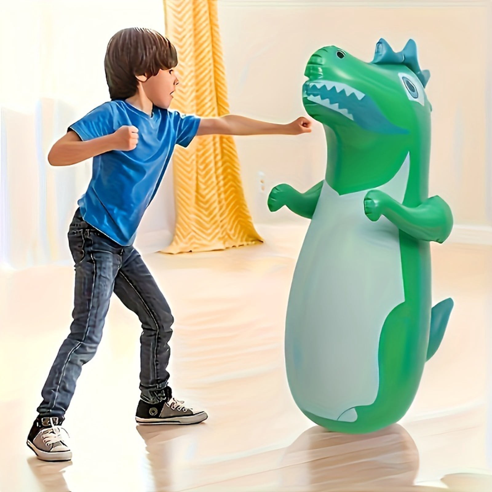 35 Inch Inflatable Dinosaur Sandbag For Kids, Sturdy Pvc Tear-Resistant Vertical Rotating Toy, Suitable For Outdoor Sports Entertainment And Party Decoration
