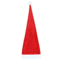 35 Inch Long Santa Hat for Adults, Deluxe Extra Long Christmas Hat with Fluffy White Trim for Xmas Party, Holiday Festive Theme Costume Accessory