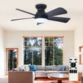 thumbnail image 1 of 35-Inch Low Profile Ceiling Fan with Light - Dimmable LED, 6-Speed and 3 CCT, Quiet DC Motor, Remote Control, 5 Black Blades for Indoor/Outdoor, 1 of 8