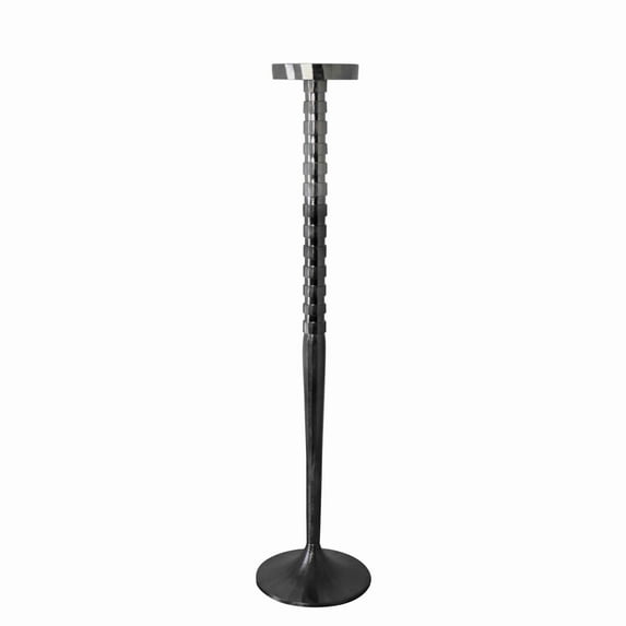 35 Inch Metal Candle Holder with Corrugated Stalk Support, Silver- Saltoro Sherpi