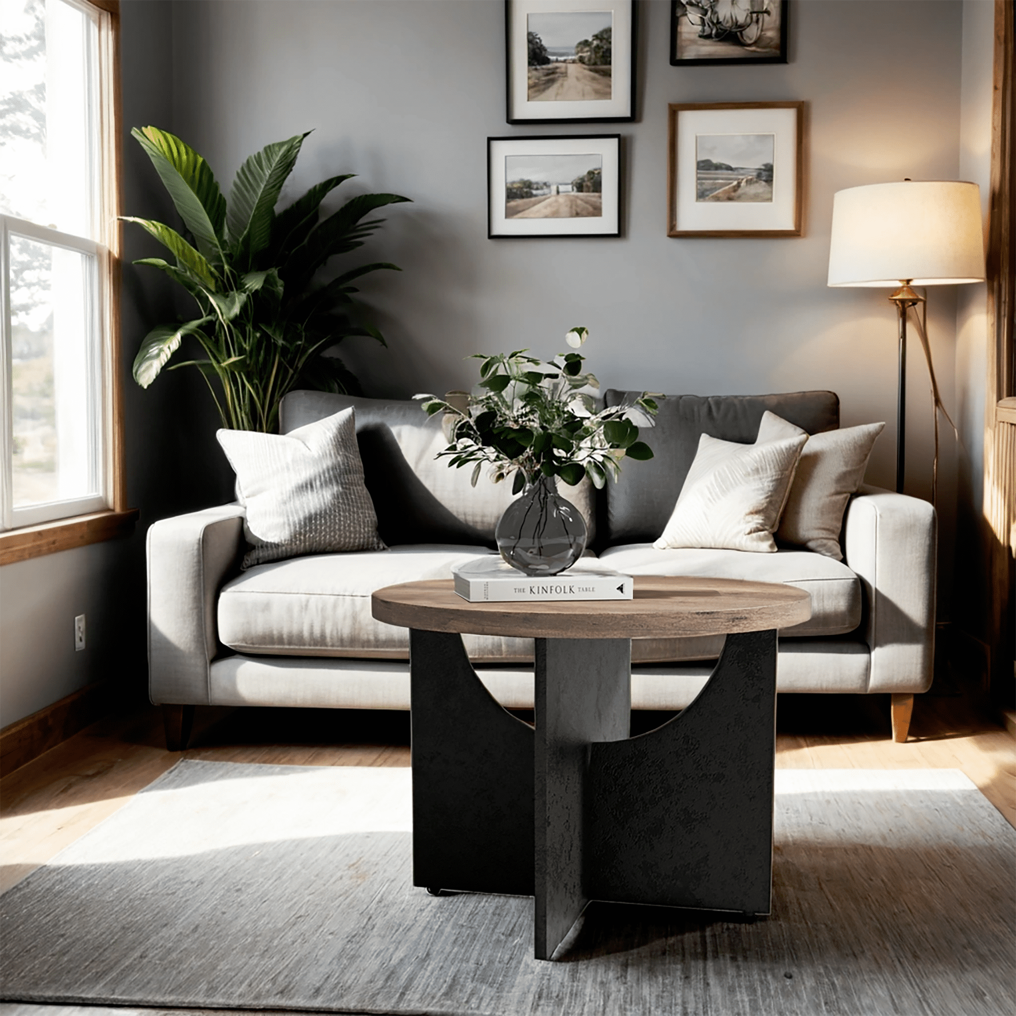 35 Inch Modern Retro Round Coffee Table for Living Room and Bedroom ...
