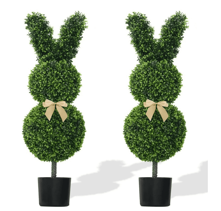 35 Inch Outdoor Artificial Turf Bunny-Shaped Topiary Tree,35.5inch ...