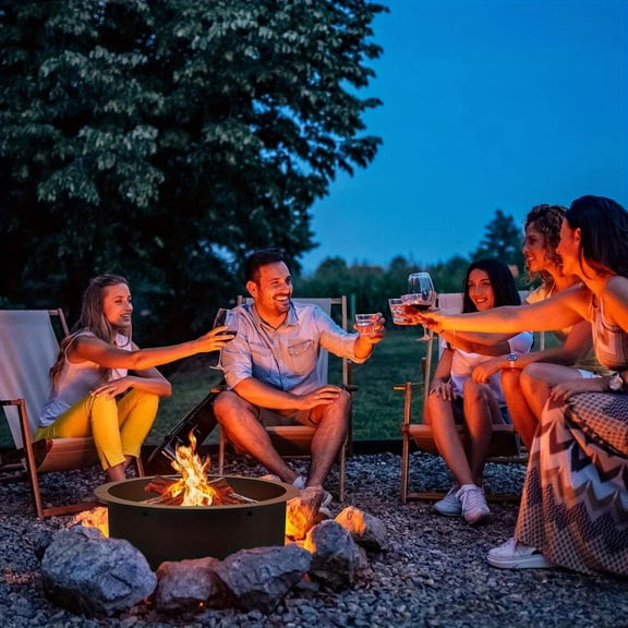 35 - Inch Outer/ 30 - Inch Inner Heavy Duty Metal Steel Fire Pit Ring - DIY Insert for Outdoor Wood - Burning, Ideal for Garden, Yard, Patio, and Camping