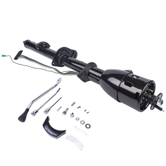 35 Inch Polish Stainless Steel Floor Shift Steering Column with 9 Hole Wheel Adapter Switch Automatic No Key for Chevy 1967-1972