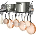 thumbnail image 1 of 35 Inch Pot Rack Wall Mounted, Pots and Pans Organizer with 12 Hooks and 2 Pot Lid Holders, Heavy Duty Steel Pot and Pan Hanger for Kitchen Cookware Utensils Storage 34.7" Lx13 Wx12.6 H, 1 of 7