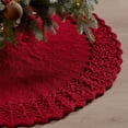 thumbnail image 1 of 35 Inch Red Knitted Christmas Tree Skirt – Soft Cable Knit Tree Collar for Small Pencil Trees Living Room Holiday Decor with Ties Non Slip Reusable, 1 of 6