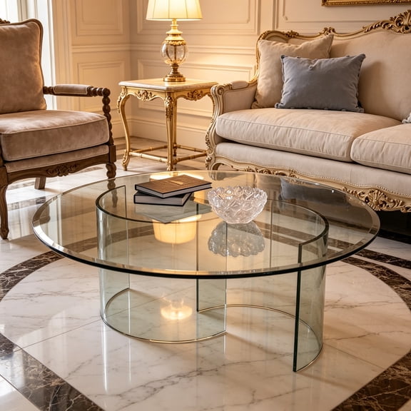 35" Inch Round 1/2" Thick Clear Glass Table Top with Beveled Edge, Tempered Glass, Replacement Glass Table Top for Dining Tables, End Tables, and Outdoor Patio Table Tops