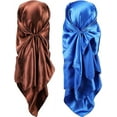 thumbnail image 1 of 35 Inch Silk Head Scarf 2 Pcs Large Square Neck Scarf Sleeping Hair Wrapping Satin Scarf for Women, 1 of 8