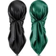 thumbnail image 1 of 35 Inch Silk Head Scarf 2 Pcs Large Square Neck Scarf Sleeping Hair Wrapping Satin Scarf for Women, 1 of 8