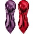 thumbnail image 1 of 35 Inch Silk Head Scarf 2 Pcs Large Square Neck Scarf Sleeping Hair Wrapping Satin Scarf for Women, 1 of 8