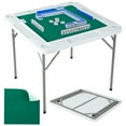 thumbnail image 1 of 35 Inch Square Folding Table, 4-Player Game Table with Cup Holders & Chip Trays, Wear-Resistant Green Tabletop for Mahjong, Poker, Puzzles, 1 of 7