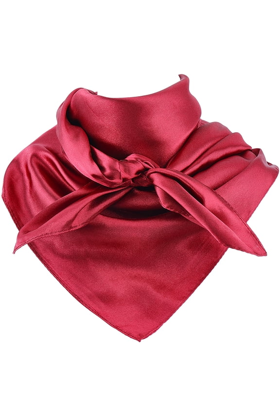 35 Inch Wild Rag Cowboy Scarf Solid Color Neck Scarf Pure Cowboy Bandanas Large Square Neckerchief Silk Feel Chiff Red