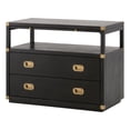 thumbnail image 1 of 35 Inch Wood Nightstand with 2 Drawers and 1 Shelf, Modern Gold, Black, 1 of 9