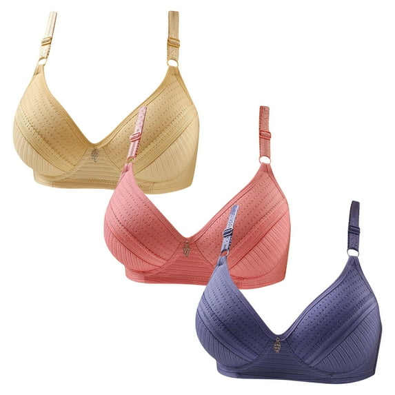 Joau 3 Pack Women's Wireless T-Shirt Bra Back Smoothing Minimizer Bra Full Coverage Push Up Everyday Bras Comfort Lightly Lined Bralettes