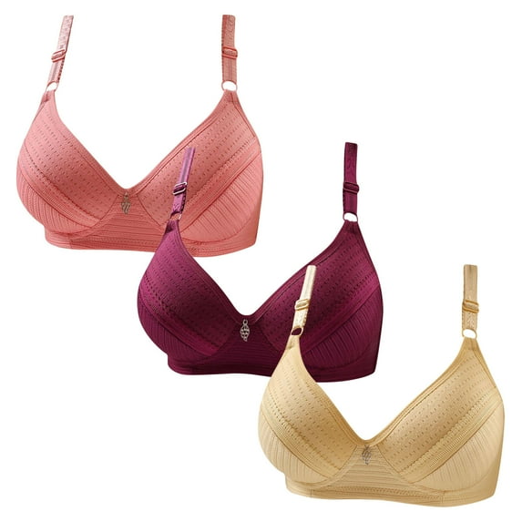 Joau 3 Pack Women's Wireless T-Shirt Bra Back Smoothing Minimizer Bra Full Coverage Push Up Everyday Bras Comfort Lightly Lined Bralettes