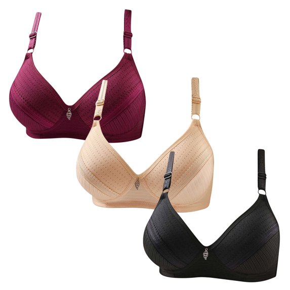 Joau 3 Pack Women's Wireless T-Shirt Bra Back Smoothing Minimizer Bra Full Coverage Push Up Everyday Bras Comfort Lightly Lined Bralettes