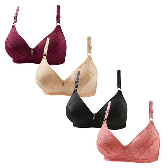 Joau 4 Pack Women's Wireless Everyday Bra Lightly Lined Comfort Bra Light Lift and Support Wirefree Push Up Bra Full Coverage T-Shirt Bra
