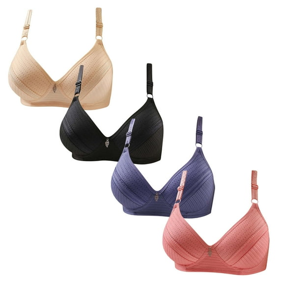 Joau 4 Pack Women's Wireless Everyday Bra Lightly Lined Comfort Bra Light Lift and Support Wirefree Push Up Bra Full Coverage T-Shirt Bra