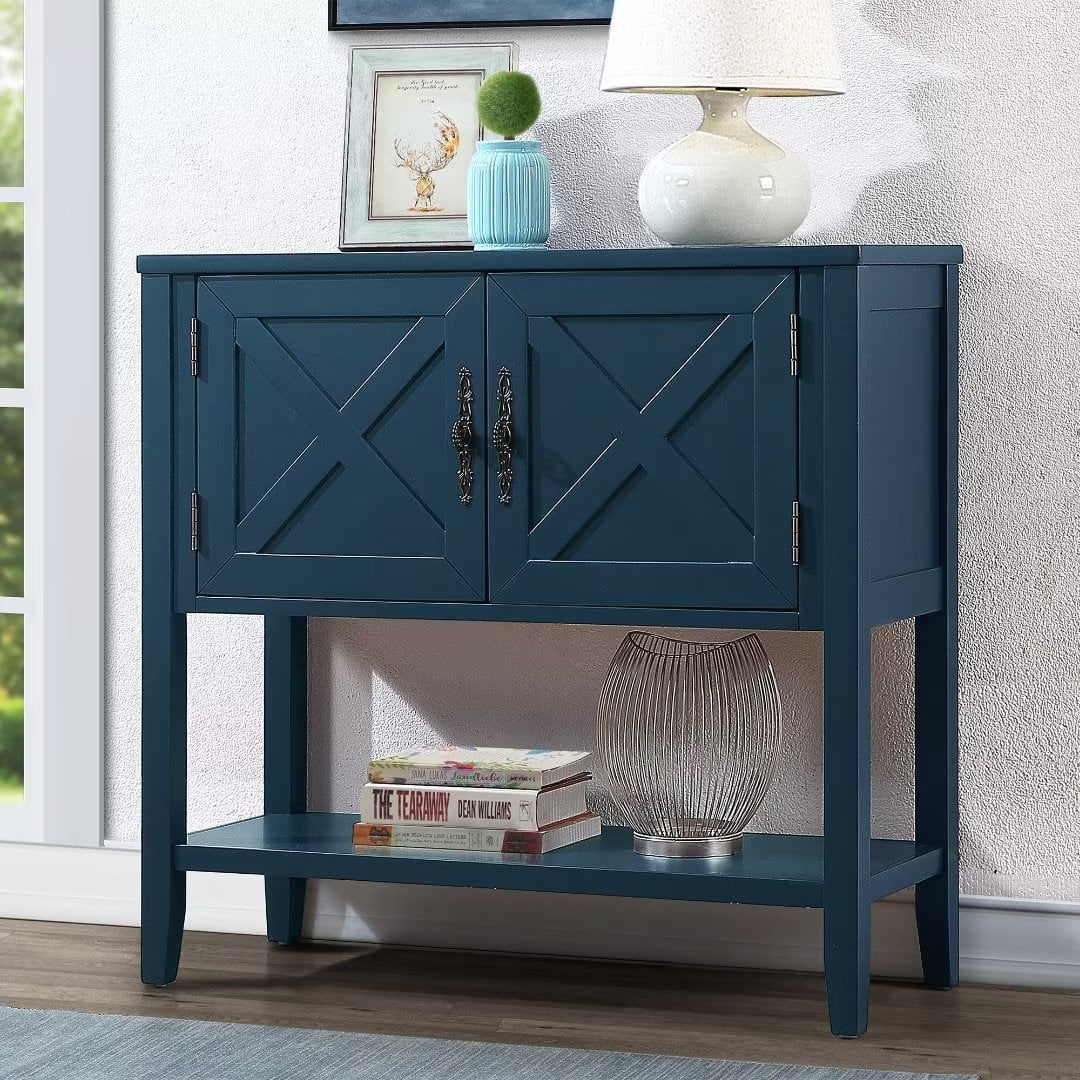 63-Inch Farmhouse Console Table - Solid Wood Entryway Sofa Table With 2 Open Shelves For Living Room, Hallway, Foyer, Rustic Brown