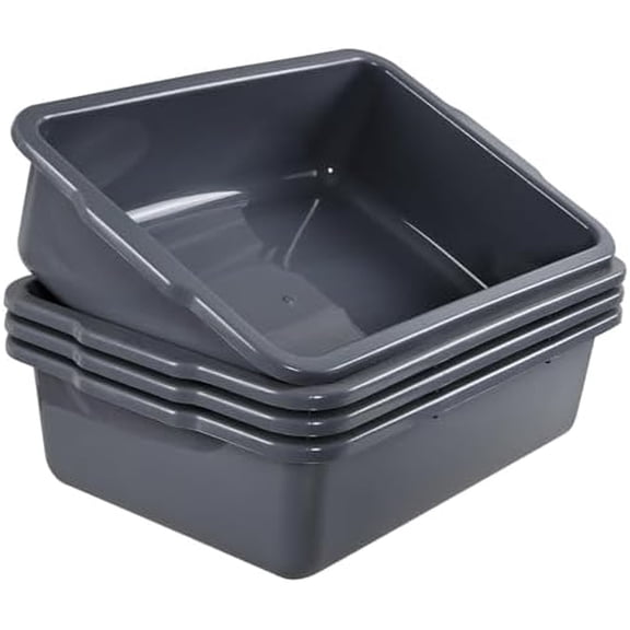 35 L Plastic Commercial Bus Tubs, Large Bus Tub Box, Gray, 4 Packs$$Storage