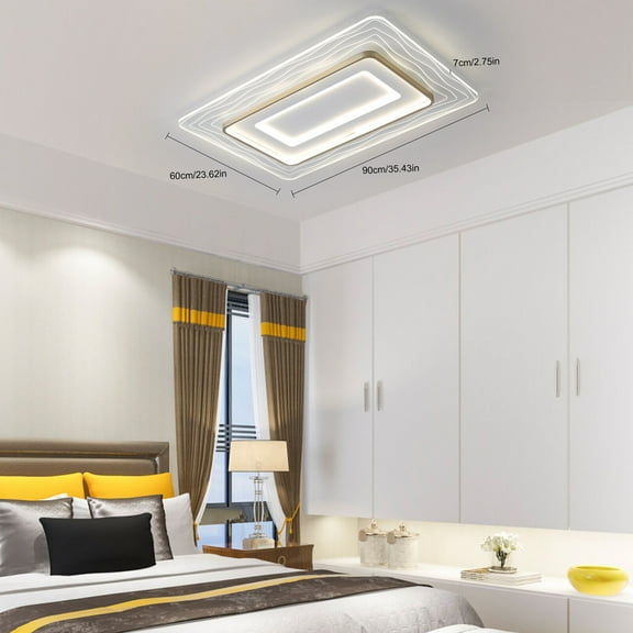 35" LED Rctangle Chandelier Flush Mount LED Ceiling Light w/Remote Control New