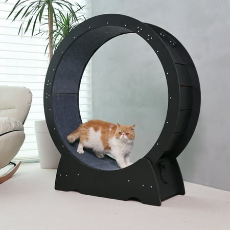 35" Large Cat wheel Made of PVC Board,Cat Spinning Treadmill Exerciser for Longer Lifespan and Running with Brake(Black)