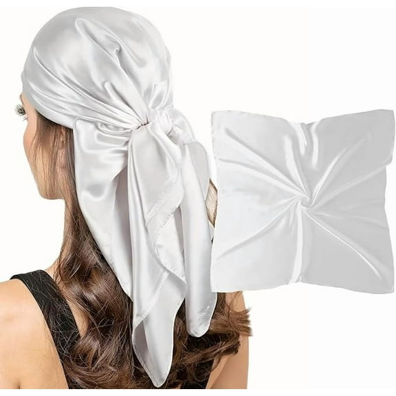 35" Large Square Satin Head Scarf - Silk Hair Scarf Square Hair Bandanas Large Scarf Sleeping Head Wraps for Women