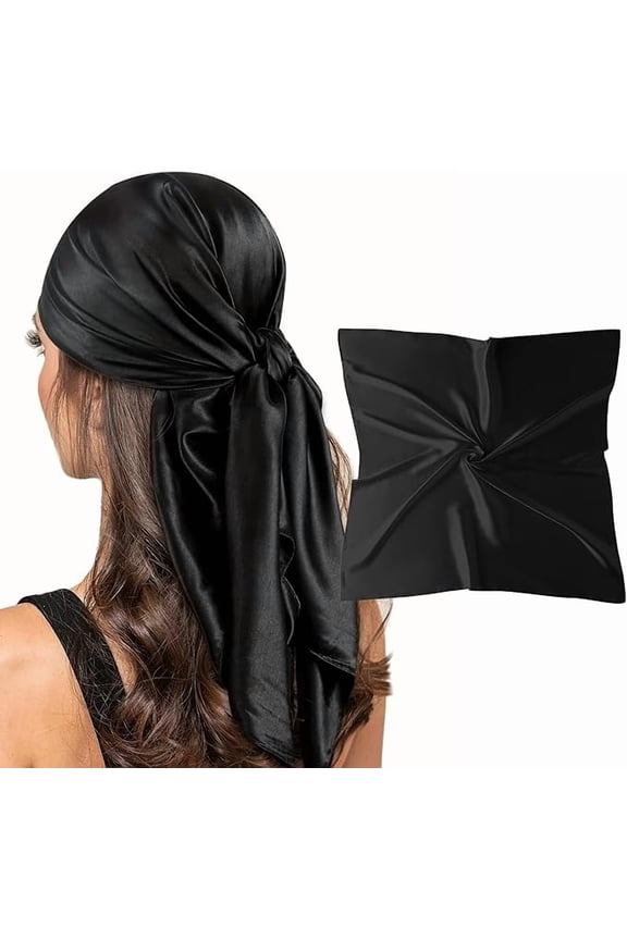 35" Large Square Satin Head Scarf - Silk Hair Scarf Square Hair Bandanas Large Scarf Sleeping Head Wraps for Women