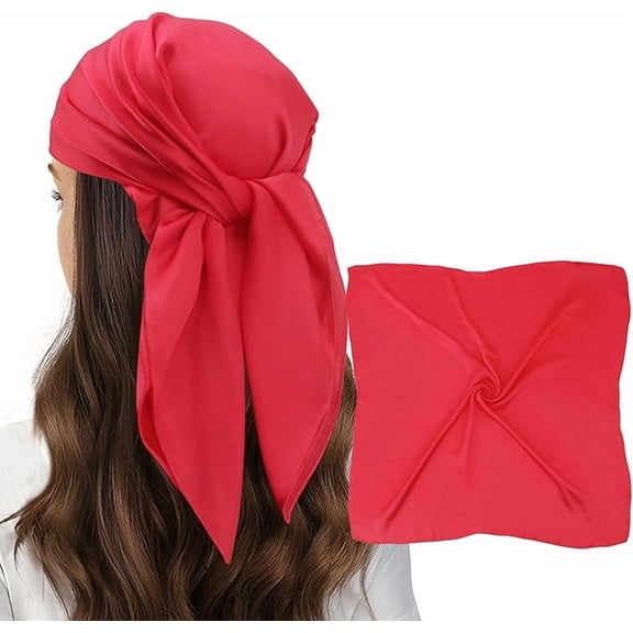 35" Large Square Satin Head Scarf - Silk Hair Scarf Square Hair Bandanas Large Scarf Sleeping Head Wraps for Women