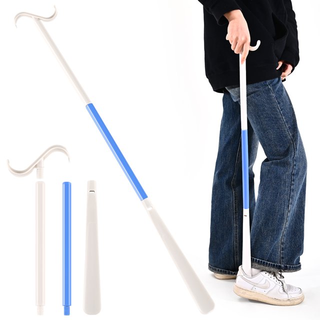 Btideas 35" Long Dressing Stick with Shoe Horn, Sock Remover Aid Helper