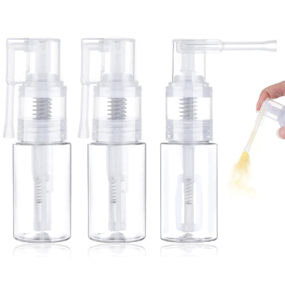 35 ML Empty Powder Spray Bottle,3 Pcs Portable Glitter Duster Sprayer,Travel Size Spray Bottle for Cosmetics,Plastic Clear Dry Powder Spray Bottle,Multi-Purpose Powder Bottle for Cakes,Craft,Cloth