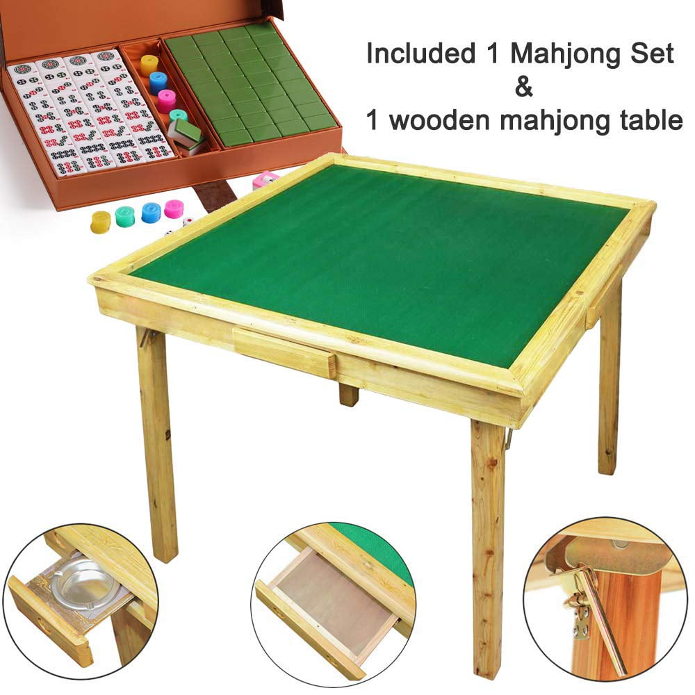 Juego de cartas de póker de conjunto de Mahjong portátil, Mini