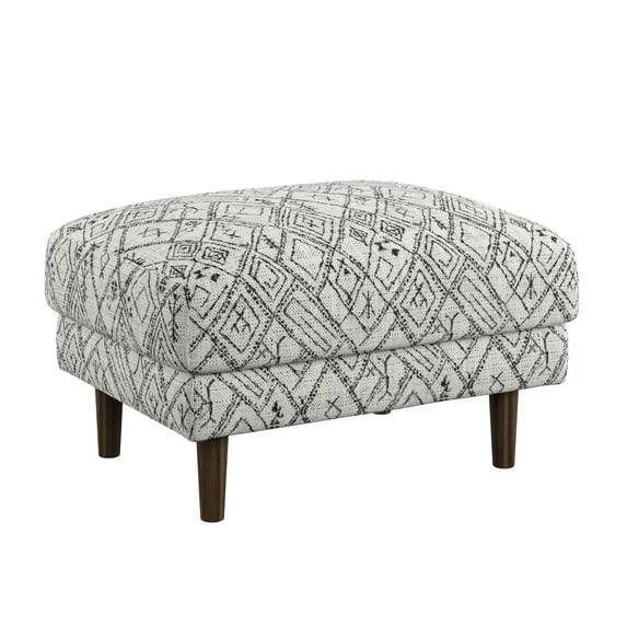 35" Mid-Century Modern Style Ottoman, Upholstered Tufted Ottoman Seat with 4 Wood Legs, Ottomans Chair for Living Room, Black