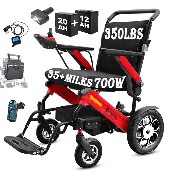 WEYRAL 35+ Miles Long Travel Range, Lightweight Electric Wheelchair Foldable for Adults , All Terrain Motorize Power Wheelchair (2 Batteries)