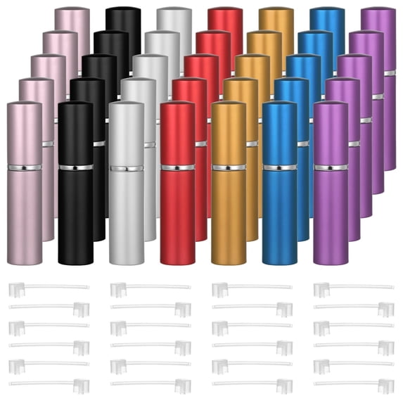 35 Mini Refillable Perfume Atomizers, 0.17 oz Travel Spray Bottles, Empty Scent Dispenser with Refill Pumps, Leak-Proof Portable Containers for Men and Women