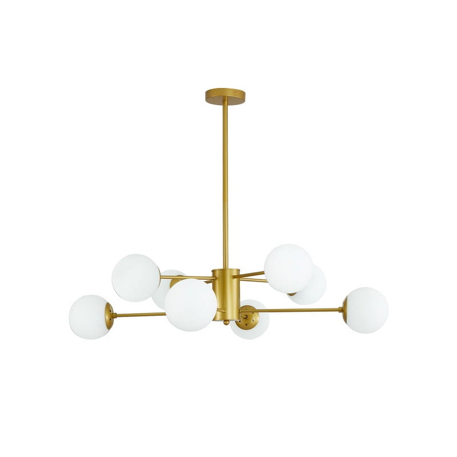 35" Modern Gold Sputnik Chandelier with 8 White Glass Globe Shades ...