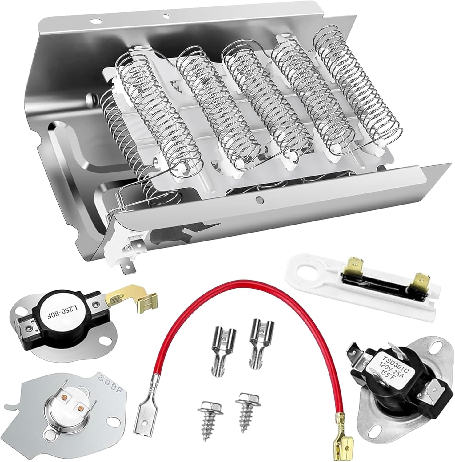 UPGRADE 279838 Dryer Heating Element for Whirlpool Kenmore Roper Maytag Amana Admiral Dryer Heating Element Part Thermostat Thermal Fuse medx655dw1 500 600 70 80 Series Model 110 Dryer Part