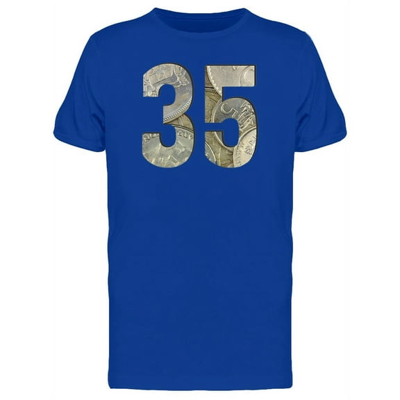 35 Number Silver Coins Texture T-Shirt Men -Image by Shutterstock, Male x-Large