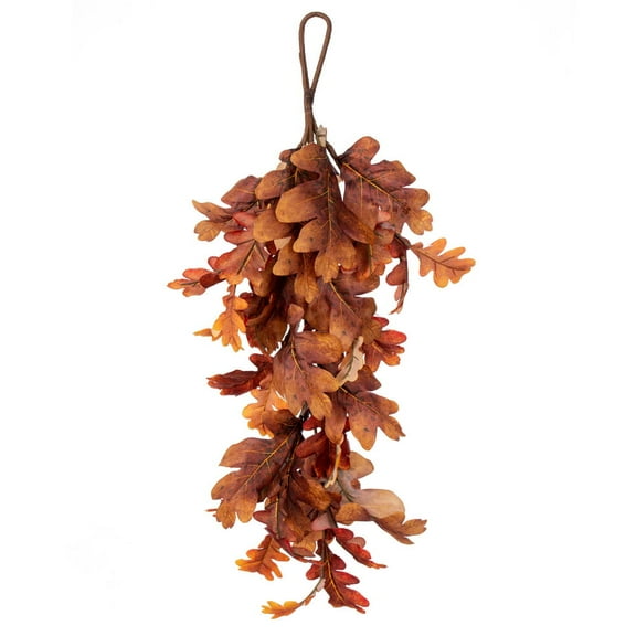 35" Orange Oak Leaf Tear Drop