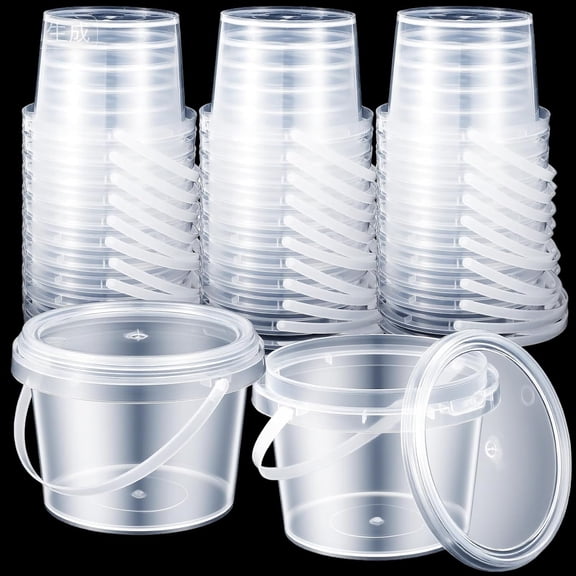 35 PCS 16 oz Slime Containers with Lids and Handles, Plastic 500ml Storage Bucket Containers, Clear Slime Storage Cas